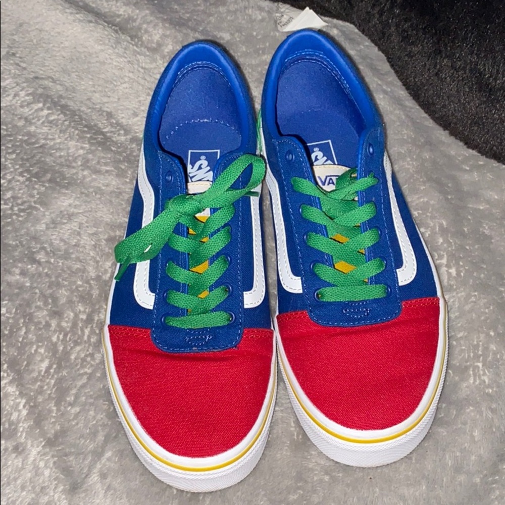 Multi color vans.